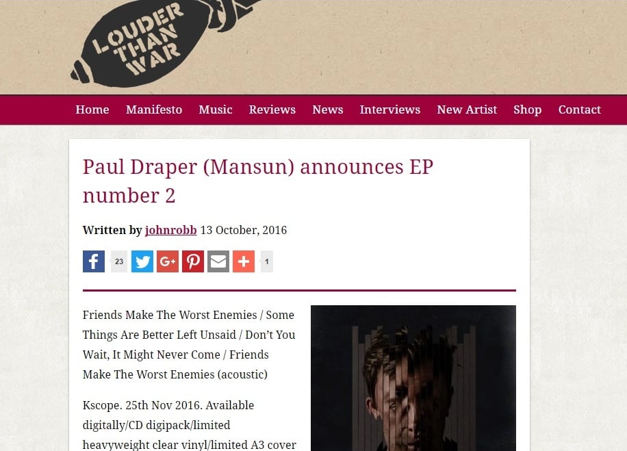 Featured image for “LOUDER THAN WAR REPORTS ON EP TWO RELEASE”