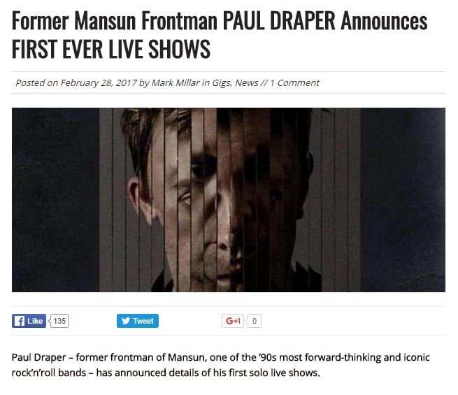 Featured image for “XS NOIZE REPORT ON PAUL DRAPER TOUR”