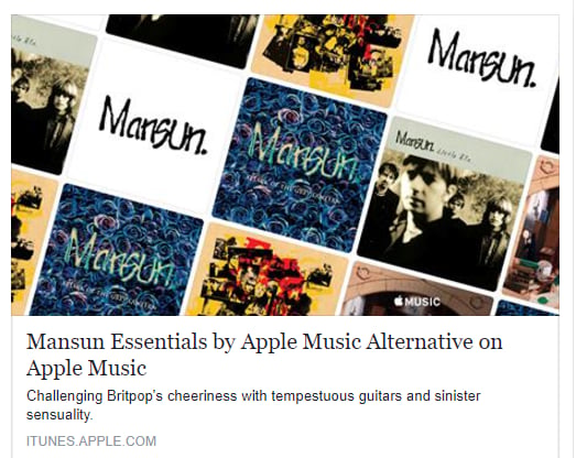 Featured image for “MANSUN ON APPLE MUSIC”
