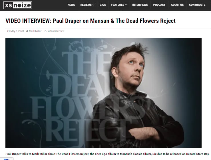Featured image for “NEW PAUL DRAPER ZOOM INTERVIEW ON XSNOISE”